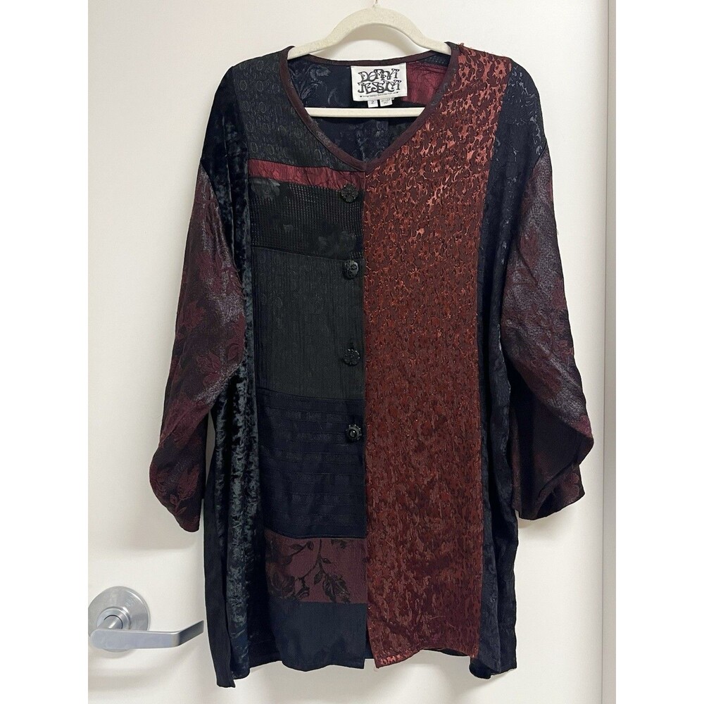 Vintage Donna Jessica Jacket Top Langenlook Patchwork ArtWear Boho Festival L XL